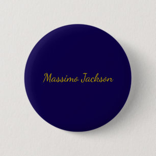 Gold & Dark Blue Color Professional Plain Own Name 2 Inch Round Button