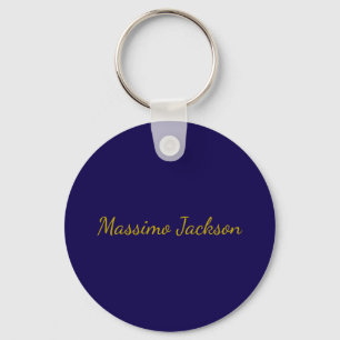 Gold & Dark Blue Color Professional Plain Own Name Keychain