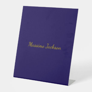 Gold & Dark Blue Color Professional Plain Own Name Pedestal Sign