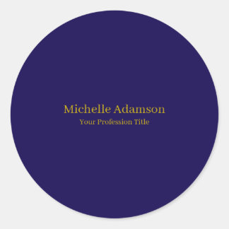 Gold & Dark Blue Colour Professional Plain Modern Classic Round Sticker