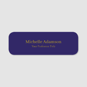 Gold & Dark Blue Colour Professional Plain Modern Name Tag