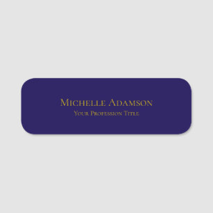 Gold & Dark Blue Colour Professional Plain Modern Name Tag
