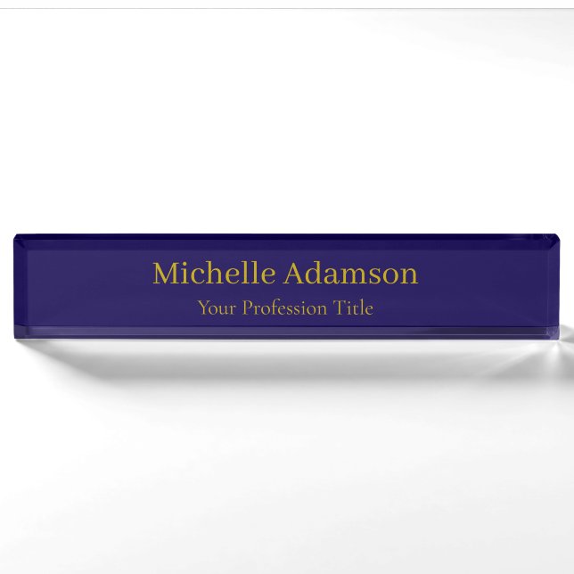 Gold & Dark Blue Colour Professional Plain Modern Nameplate (Front)