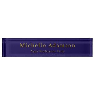 Gold & Dark Blue Colour Professional Plain Modern Nameplate