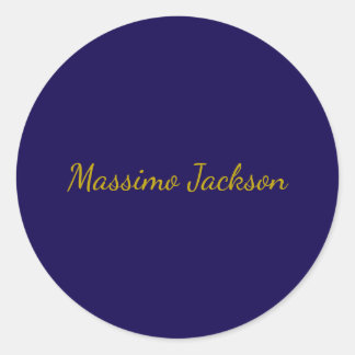 Gold & Dark Blue Colour Professional Plain Own Nam Classic Round Sticker