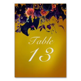Gold Dark Floral Halloween Table Number