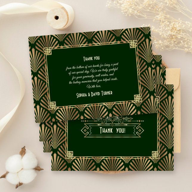 Gold Dark Green Art Déco Merci Mariage des années  (Créateur téléchargé)