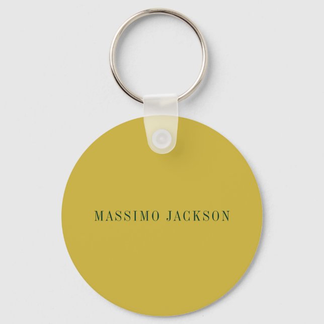 Gold & Dark Green Colour Minimalist Plain Modern  Keychain (Front)