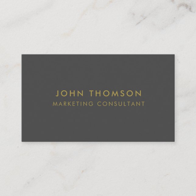 Gold Dark Grey Minimalist Modern Professional Business Card (Front)