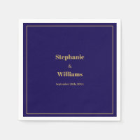 Gold Dark Navy Blue Elegant Modern Minimal Wedding