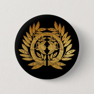 Gold Date Take ni Suzume Kamon 2 Inch Round Button