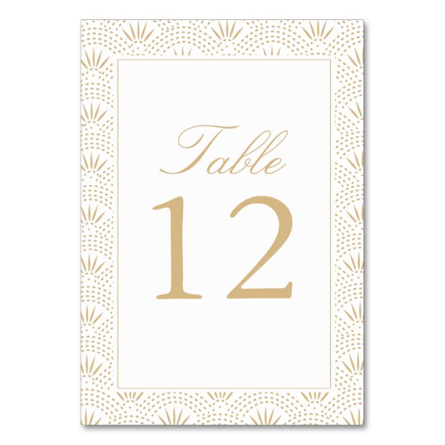 Gold Deco Seigaiha Table Number Cards (Front)