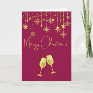 Gold decorations & wine glasses Christmas Card
