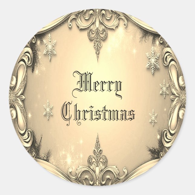 Gold Decorative Christmas Sticker (Front)