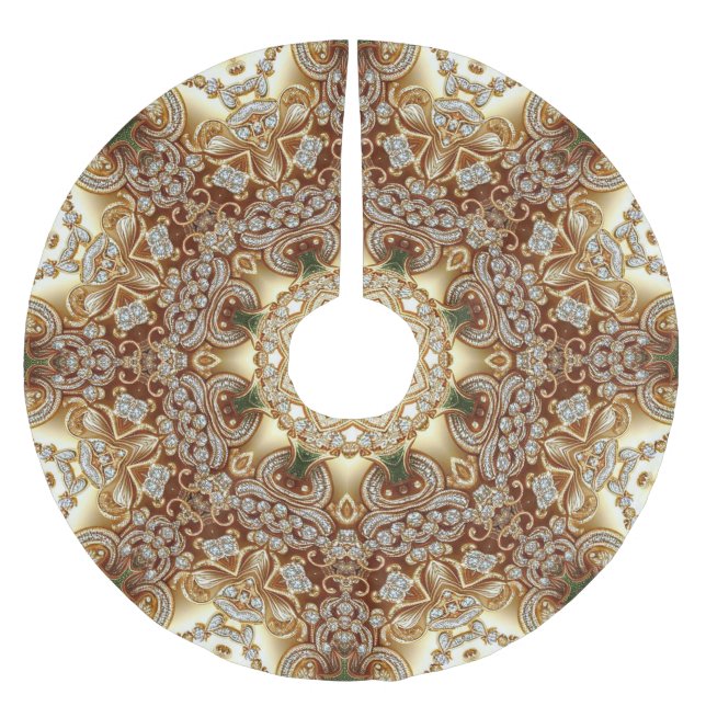 Gold Decorative Christmas Tree Skirt (Front)