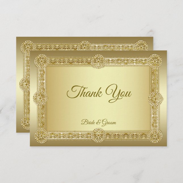 Gold Decorative Flat Thank You Card (Front/Back)