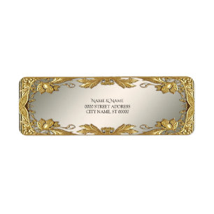 Gold Decorative Floral Return Address Label