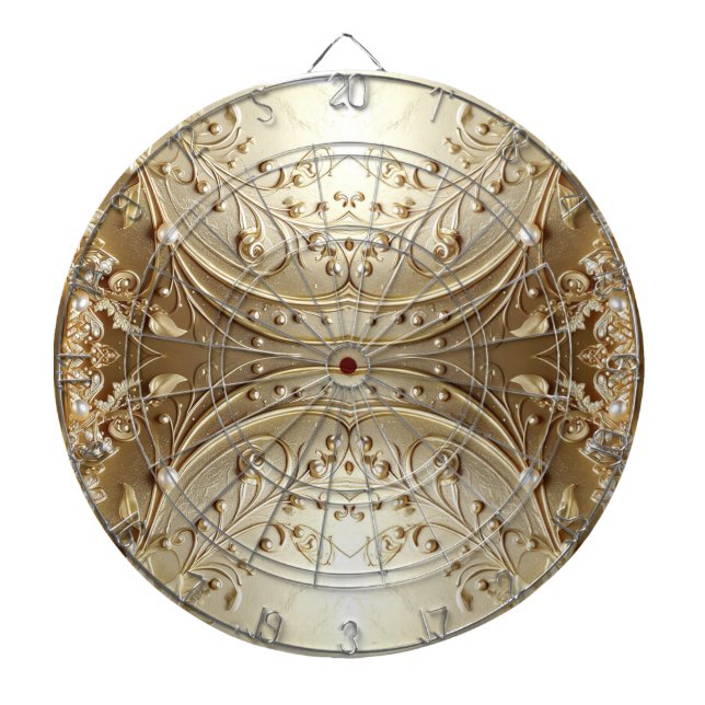 Gold Decorative Flowers Dartboard (Front)