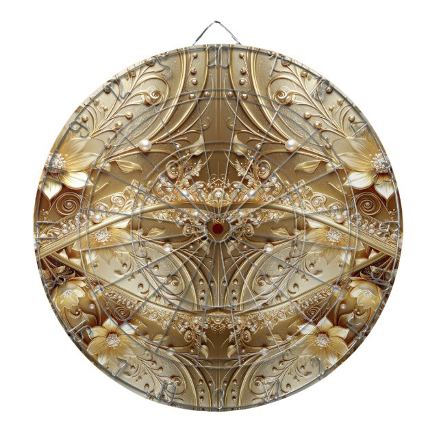 Gold Decorative Flowers Dartboard (Front)
