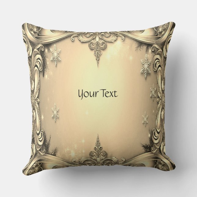 Gold Decorative Holiday Throw Pillow (Back)
