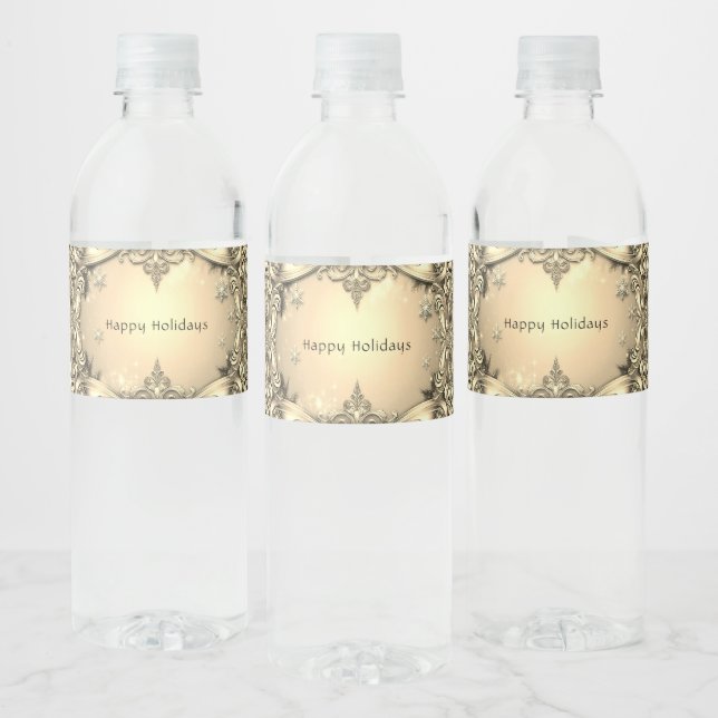 Gold Decorative Holiday Water Bottle Label (Bottles)
