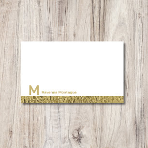 Gold Decorative Lined Modern Monogram Name Card