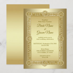 Gold Decorative Wedding Invitation