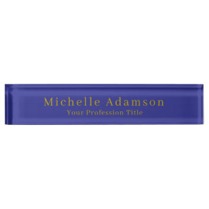 Gold & Deep Blue Color Professional Plain Modern Nameplate