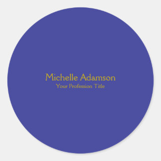 Gold & Deep Blue Colour Professional Plain Modern Classic Round Sticker
