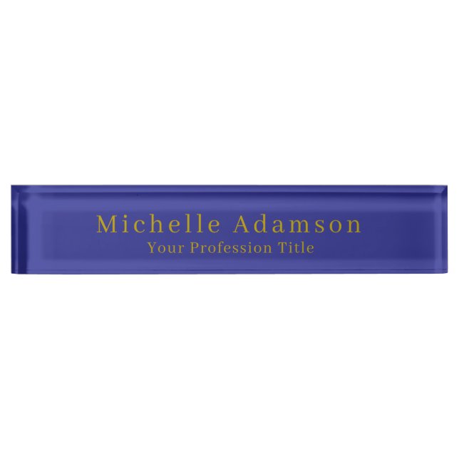 Gold & Deep Blue Colour Professional Plain Modern Nameplate (Front)