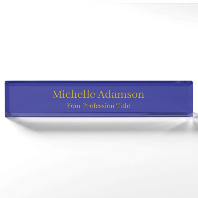 Gold & Deep Blue Colour Professional Plain Modern Nameplate (Front)