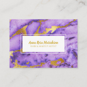 *~* Gold Deep Purple Marble Modern Chic Business Card