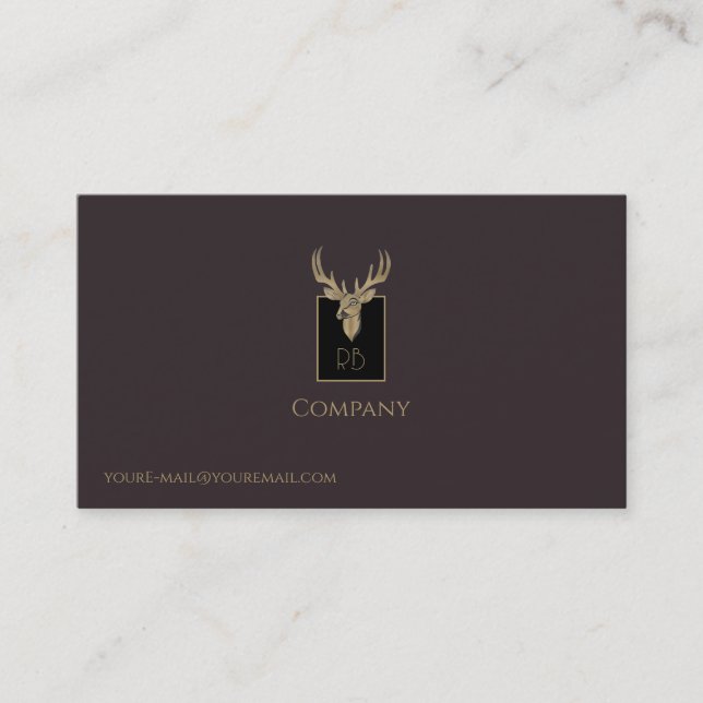 Gold Deer Head Business Card (Front)