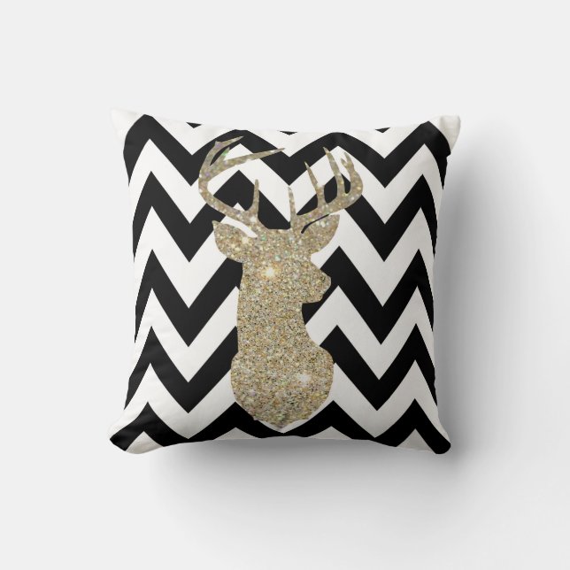 Gold Deer Head Pillow (Front)