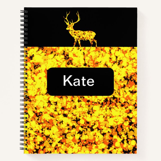 Gold Deer Splattered Paint  Notebook (Front)