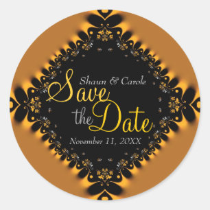 Gold Delicate Lace Save the Date Sticker