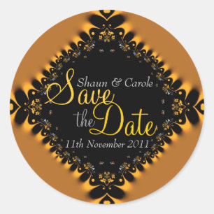 Gold Delicate Lace Save the Date Sticker