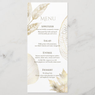 Gold Delicate Leaves Wedding Menu