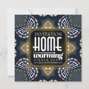 Gold Denim Home Warming Dinner Party Invitation