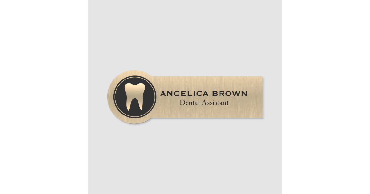 Gold Dental Assistant Name Tag Zazzle