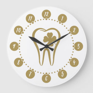 Gold Dentist   Lucky Teeth Large Clock