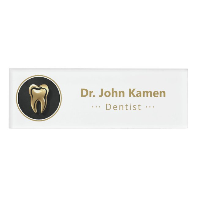 Gold Dentist | Lucky Teeth Name Tag (Front)