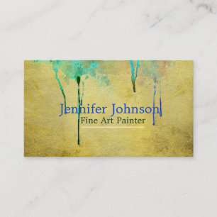 Gold Design Dripping Paint Artist Fine Art Painter Business Card