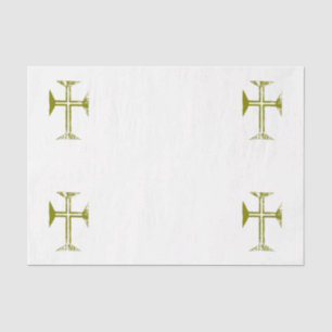 Gold Destroyed-Look Byzantine Cross Tissue Paper
