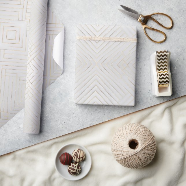 Gold Diagonal Grid Pattern Modern Luxurious Wrapping Paper (Crafts)