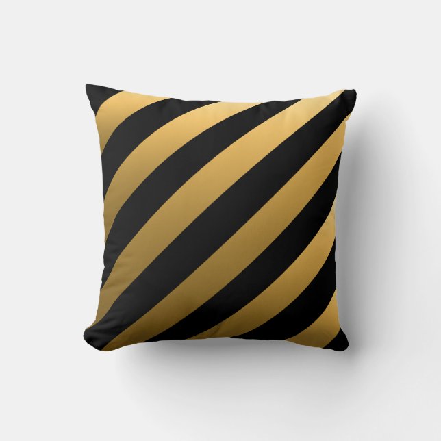 Gold Diagonal Stripes Throw Pillow (Front)