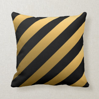 Gold Diagonal Stripes Throw Pillow