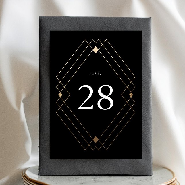 Gold Diamond Black Geometric Deco Gatsby Wedding Table Number (Creator Uploaded)