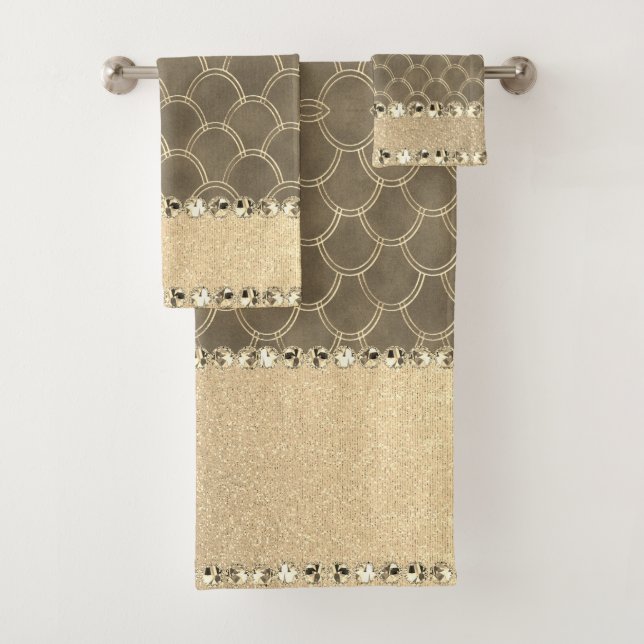 Gold Diamond Bling Bath Towel Set (Insitu)
