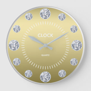 Gold Diamond Dial Custom Name Large Clock